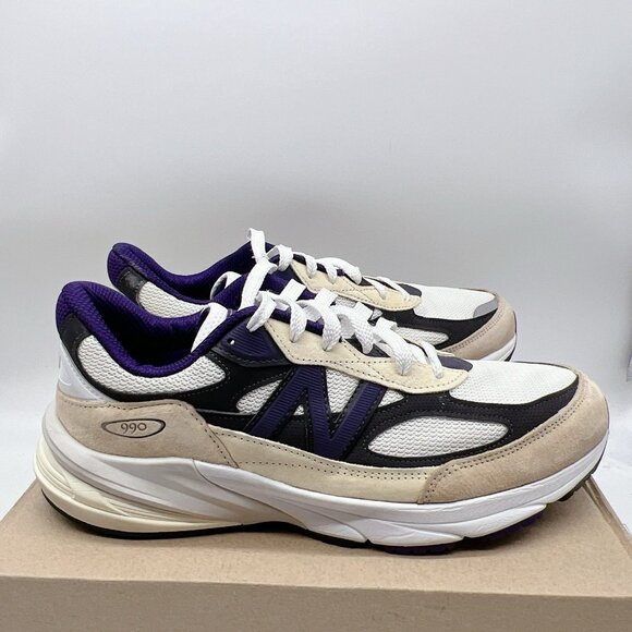 New Balance 990v6 Mens Sneaker US 13 White/ Purple/ Black Made in USA U990WB6 - Picture 1 of 13